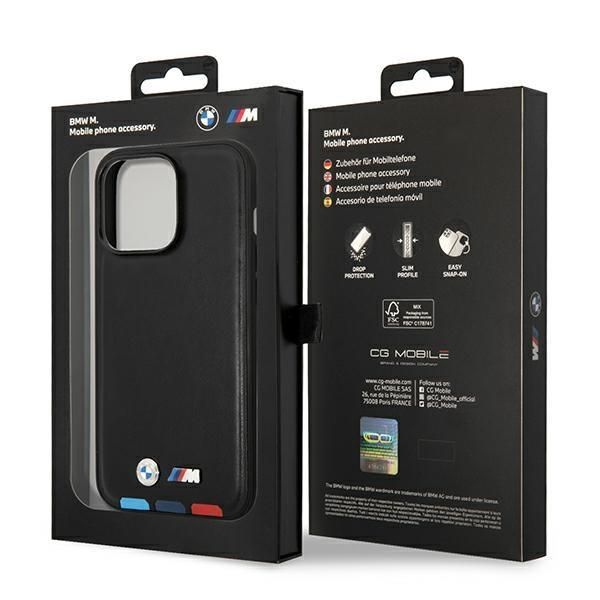 Tagakaaned BMW Case BMW BMHMP14L22PTDK iPhone 14 Pro 6.1 "black / black Leather Stamp Tricolor Magsafe