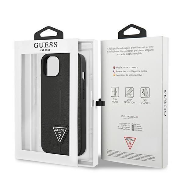 Tagakaaned Guess Guess GUHCP13SPSATLK iPhone 13 mini 5,4 "black / black hardcase SaffianoTriangle Logo