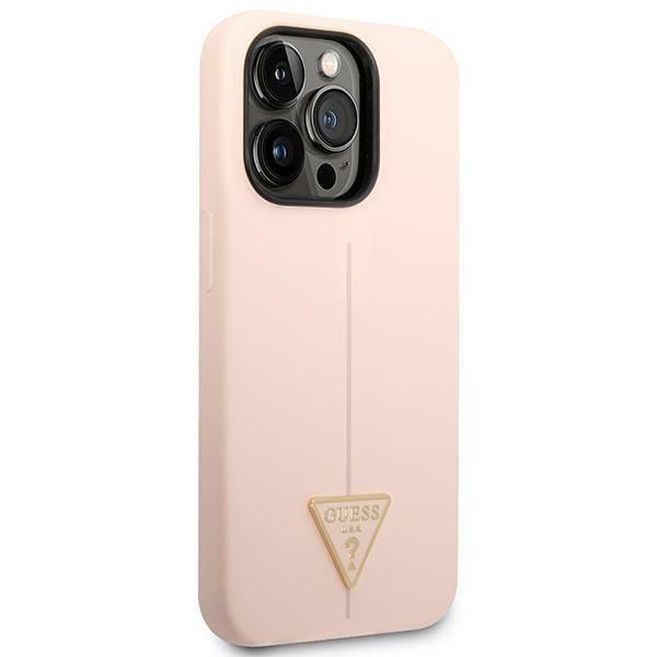 Back panel cover Guess Guess GUHCP14XSLTGP iPhone 14 Pro Max 6.7" pink/pink hardcase Silicone Triangle