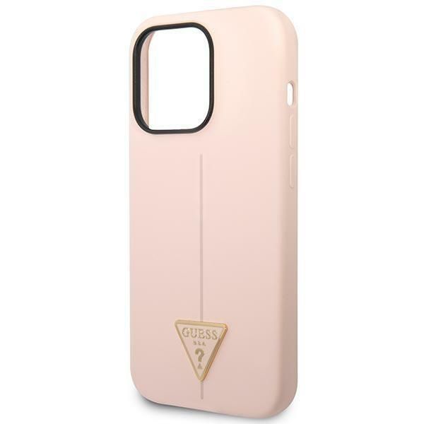Back panel cover Guess Guess GUHCP14XSLTGP iPhone 14 Pro Max 6.7" pink/pink hardcase Silicone Triangle