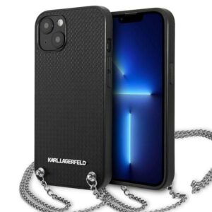 Aizmugurējais vāciņš Karl Lagerfeld  Karl Lagerfeld KLHCP13SPMK iPhone 13 mini 5,4 "hardcase black / black Leather Textured and Chain 