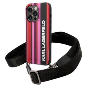Aizmugurējais vāciņš Karl Lagerfeld  Karl Lagerfeld Color Stripes Strap Case for iPhone 14 Pro - Pink 