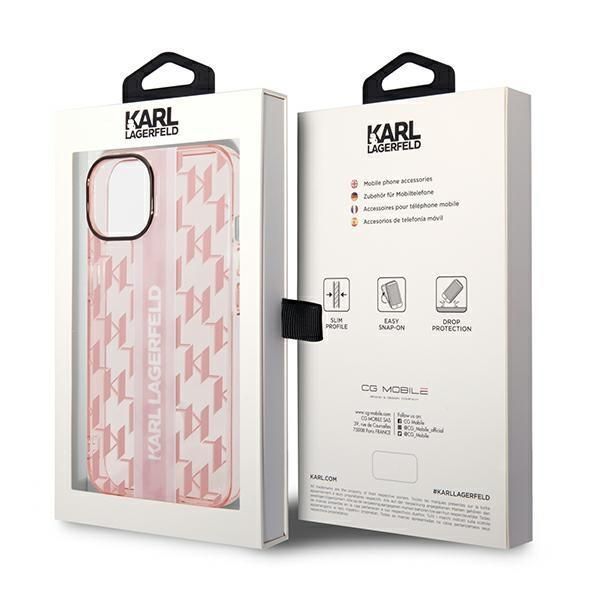 Back panel cover Karl Lagerfeld Karl Lagerfeld KLHCP14MHKLSPCP iPhone 14 Plus 6.7 "hardcase pink / pink Mono Vertical Stripe