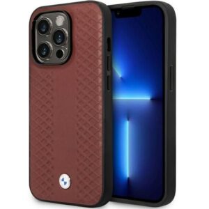 Nugarėlės dėklai BMW  Case BMW BMHCP14X22RFGR iPhone 14 Pro Max 6.7" Burgundy/burgundy Leather Diamond Pattern 