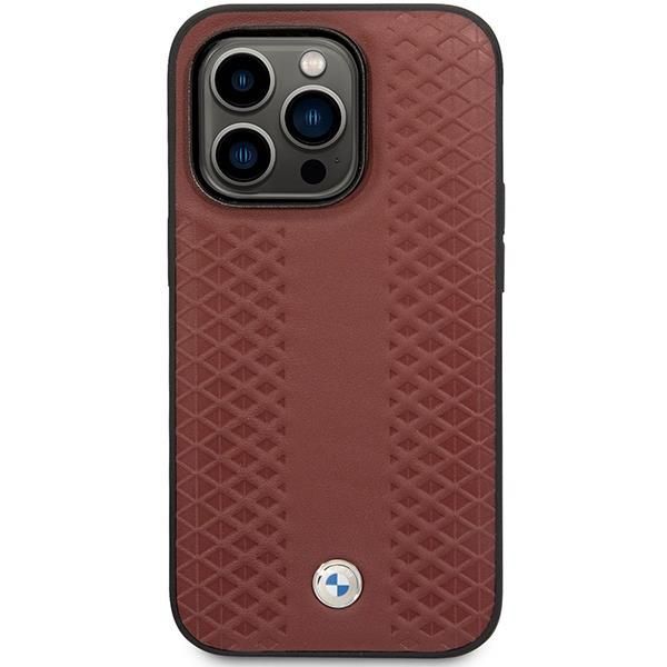 Tagakaaned BMW Case BMW BMHCP14X22RFGR iPhone 14 Pro Max 6.7" Burgundy/burgundy Leather Diamond Pattern