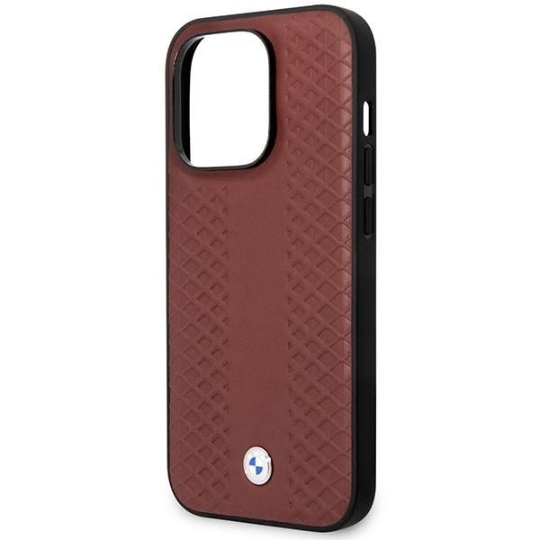 Tagakaaned BMW Case BMW BMHCP14X22RFGR iPhone 14 Pro Max 6.7" Burgundy/burgundy Leather Diamond Pattern