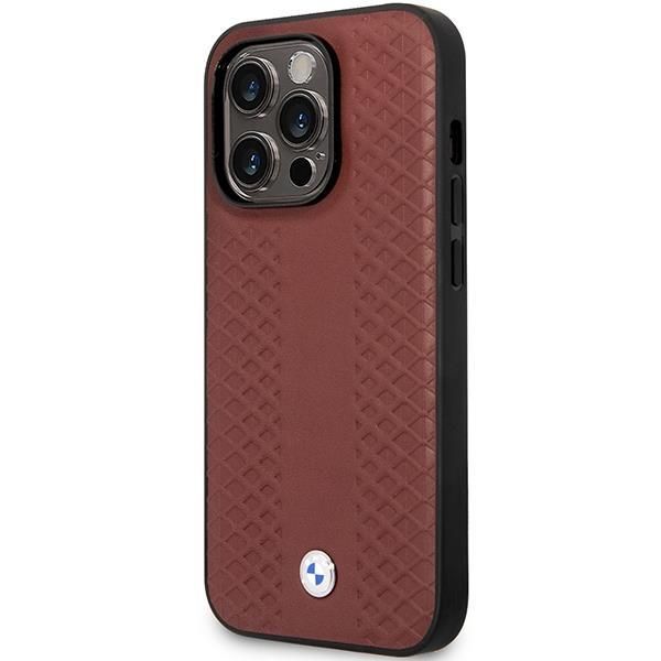 Tagakaaned BMW Case BMW BMHCP14X22RFGR iPhone 14 Pro Max 6.7" Burgundy/burgundy Leather Diamond Pattern