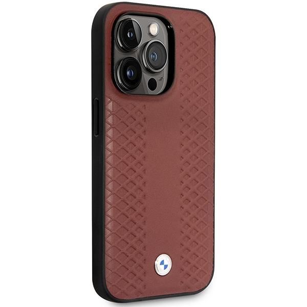 Tagakaaned BMW Case BMW BMHCP14X22RFGR iPhone 14 Pro Max 6.7" Burgundy/burgundy Leather Diamond Pattern