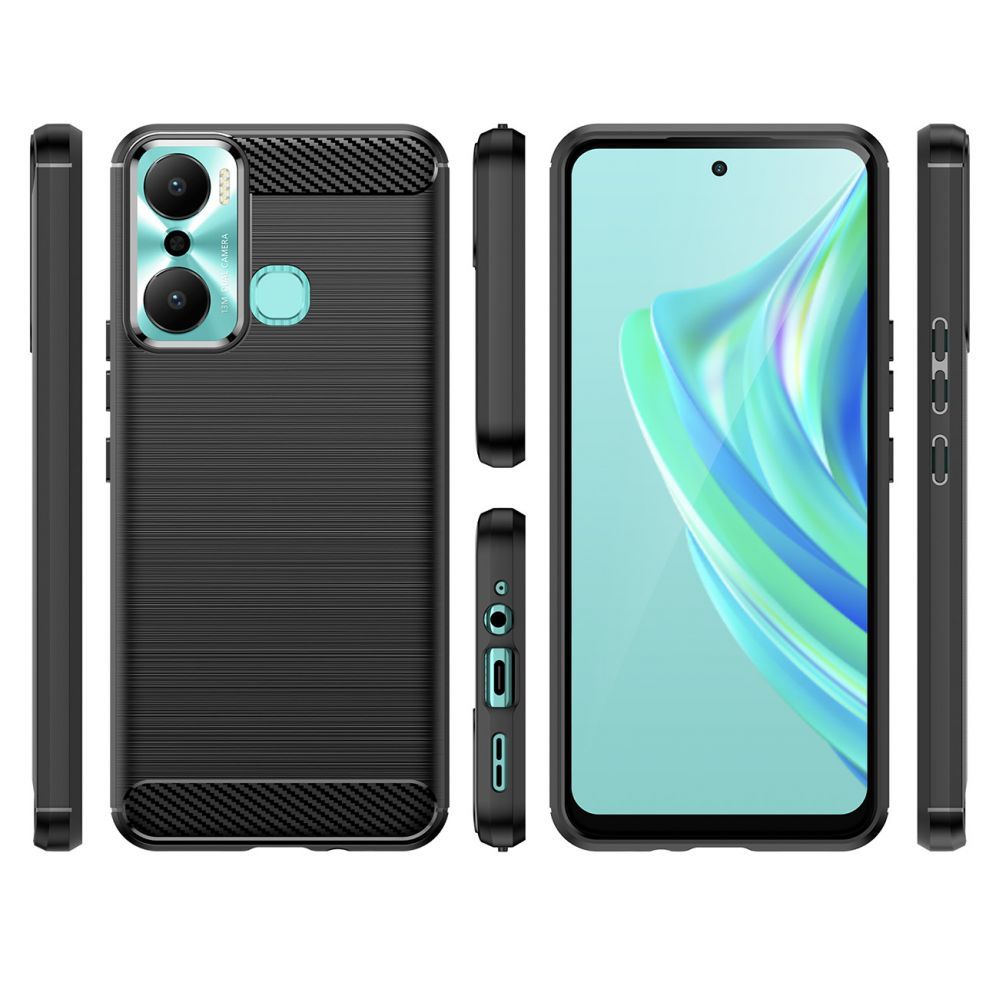 Back panel cover Hurtel Carbon Case case for Infinix Hot 20 Play flexible silicone carbon cover black
