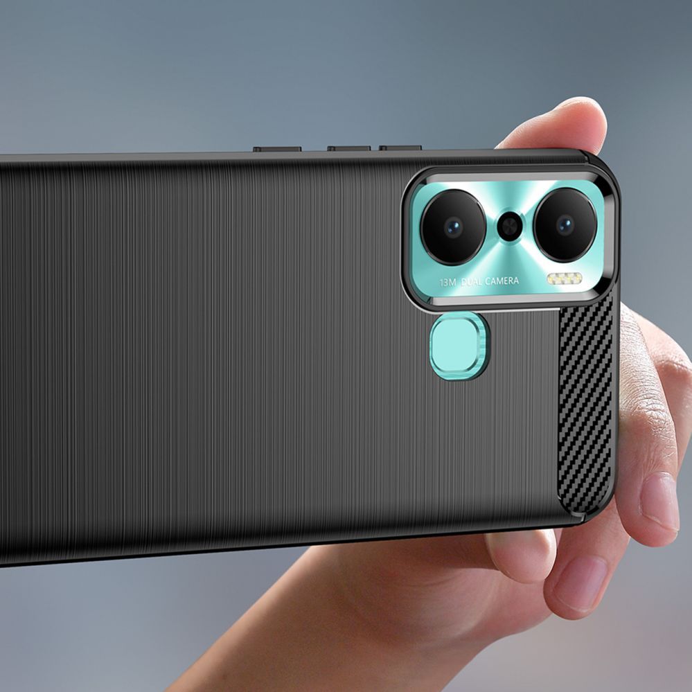 Back panel cover Hurtel Carbon Case case for Infinix Hot 20 Play flexible silicone carbon cover black