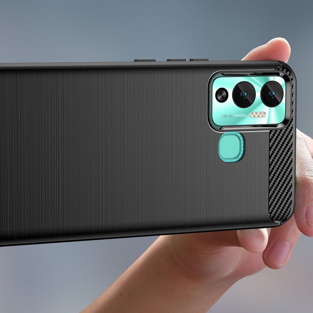 Tagakaaned Hurtel Carbon Case case for Infinix Hot 12 Play NFC / Hot 12 Play flexible silicone carbon cover black