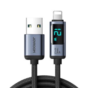 Kabelis Joyroom  Joyroom Prism Series A16 Lightning / USB-A Cable 2.4A 1.2m with LED Display - Black 
