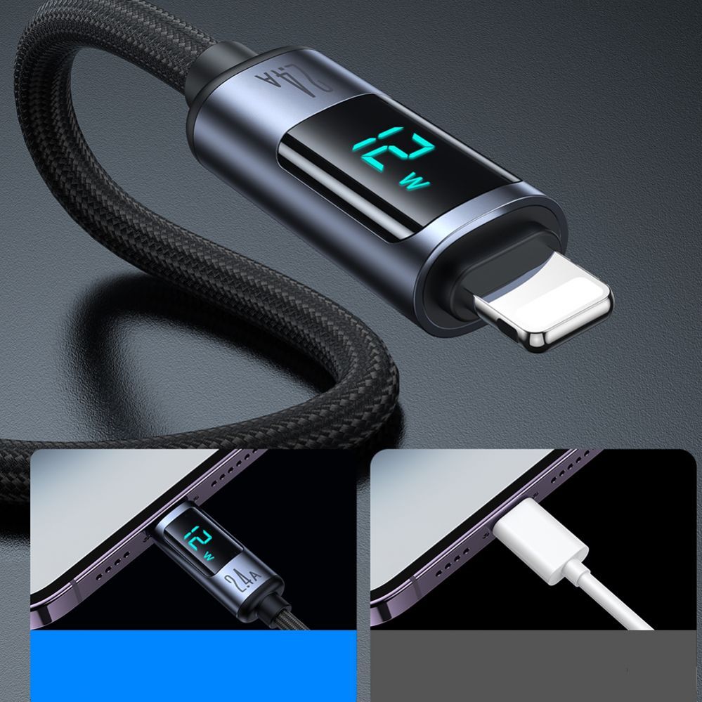 Cable Joyroom Joyroom Prism Series A16 Lightning / USB-A Cable 2.4A 1.2m with LED Display - Black