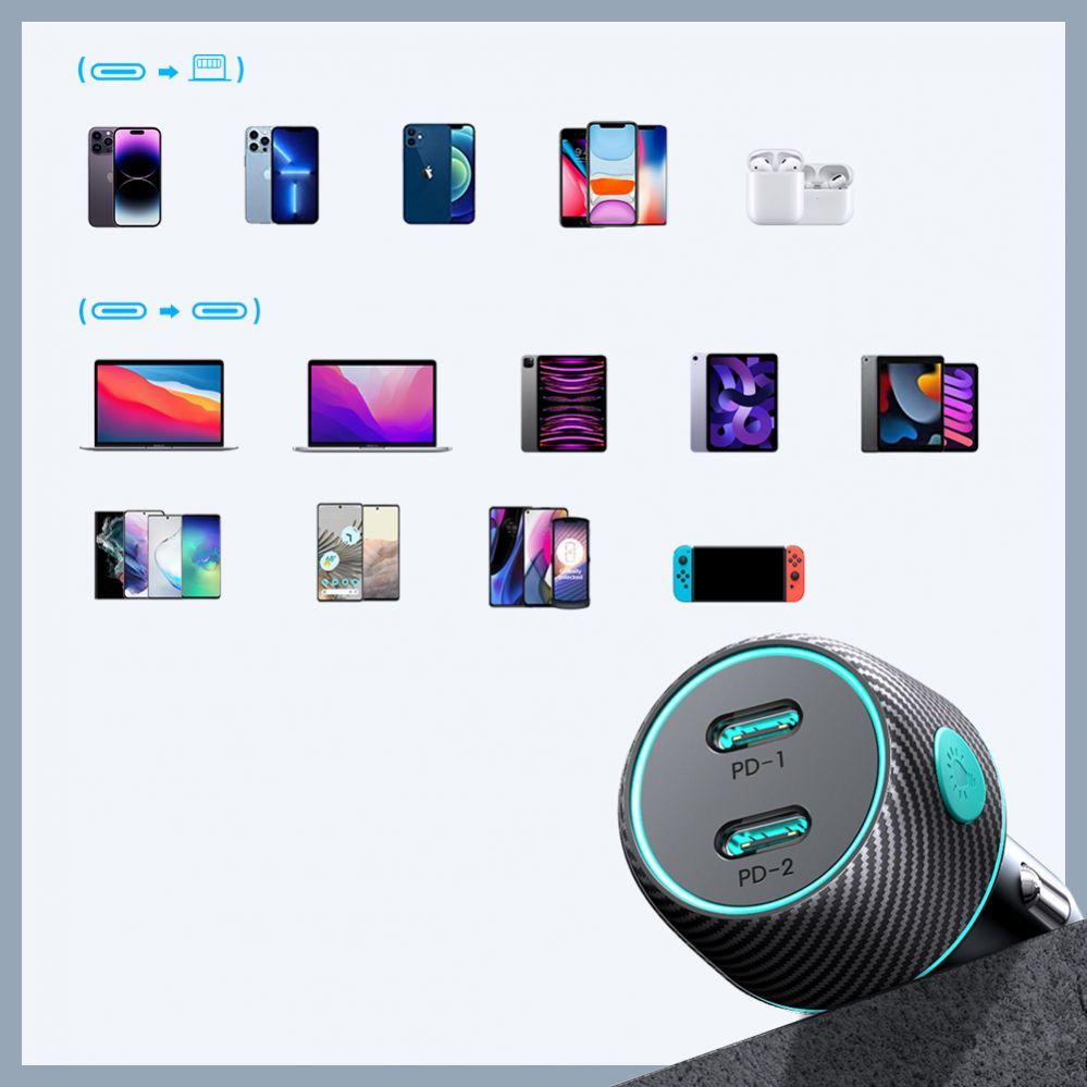 Autolaadijad Joyroom USB-C (female) Black