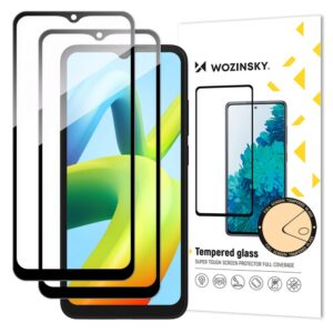 Aizsargstikls Wozinsky - Wozinsky Full Glue Tempered Glass 2x Tempered Glass For Xiaomi Redmi A2 / Redmi A1 9H Full Screen Full Cover With Black Frame 
