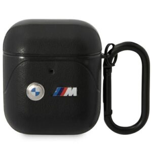 Nugarėlės dėklai BMW  BMW BMA222PVTK AirPods 1/2 cover black/black Leather Curved Line 