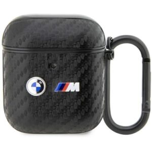 Nugarėlės dėklai BMW  BMW BMA2WMPUCA2 AirPods 1/2 cover black/black Carbon Double Metal Logo 