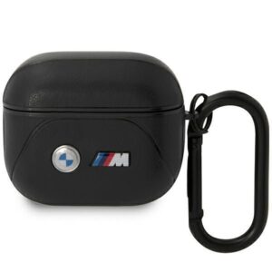 Nugarėlės dėklai BMW  BMW BMA322PVTK AirPods 3 gen cover black/black Leather Curved Line 