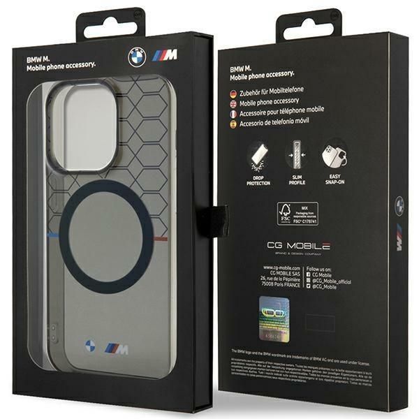 Back panel cover BMW Case BMW BMHMP14XHGPK iPhone 14 Pro Max 6.7" grey/grey hardcase Pattern MagSafe