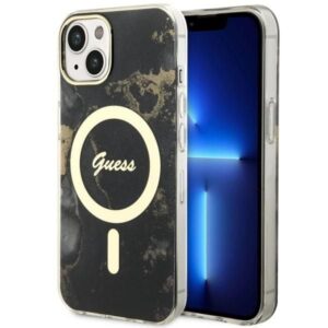 Nugarėlės dėklai Guess  Guess GUHMP14MHTMRSK iPhone 14 Plus 6.7" black/black hardcase Golden Marble MagSafe