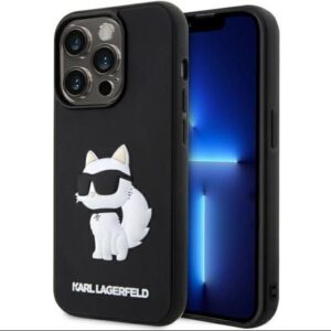 Aizmugurējais vāciņš Karl Lagerfeld  Karl Lagerfeld KLHCP14L3DRKHNK iPhone 14 Pro 6.1" black/black hardcase Rubber Choupette 3D 