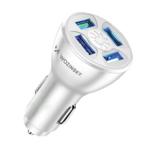 Kabelis Wozinsky  Wozinsky WCCAW 50W 4x USB-A QC car charger - white 