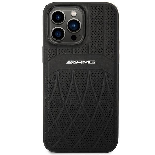 Tagakaaned Mercedes-Benz AMG AMHMP14XOSDBK iPhone 14 Pro Max 6.7" black/black hardcase Leather Curved Lines MagSafe