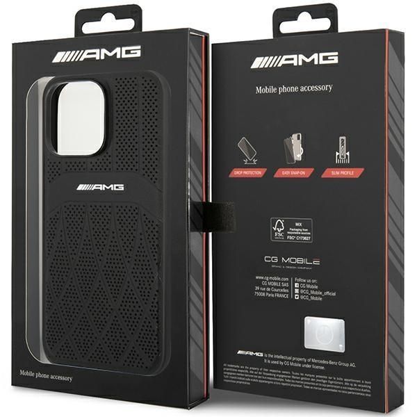 Tagakaaned Mercedes-Benz AMG AMHMP14XOSDBK iPhone 14 Pro Max 6.7" black/black hardcase Leather Curved Lines MagSafe