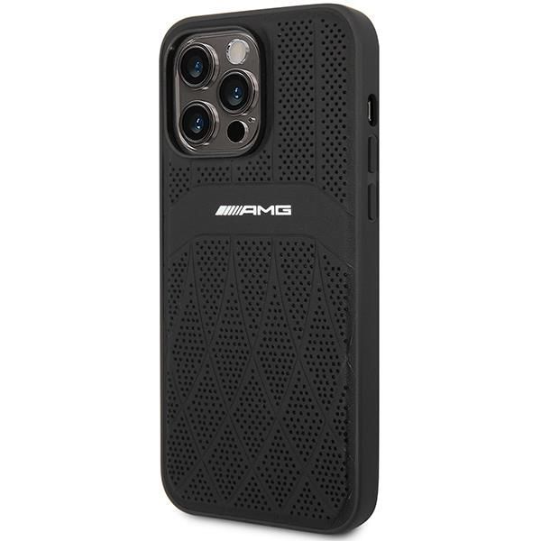Tagakaaned Mercedes-Benz AMG AMHMP14XOSDBK iPhone 14 Pro Max 6.7" black/black hardcase Leather Curved Lines MagSafe