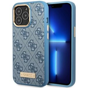 Nugarėlės dėklai Guess  Guess GUHMP14LU4GPRB iPhone 14 Pro 6.1" blue/blue hard case 4G Logo Plate MagSafe 