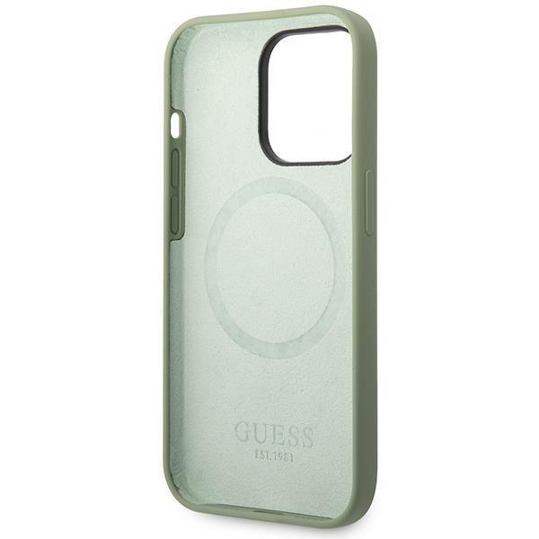 Tagakaaned Guess Guess Silicone Logo Plate MagSafe case for iPhone 14 Pro Max - green
