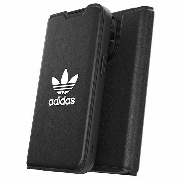 Back panel cover Adidas Adidas OR Booklet Case BASIC iPhone 14 Pro 6.1" black/black white 50182