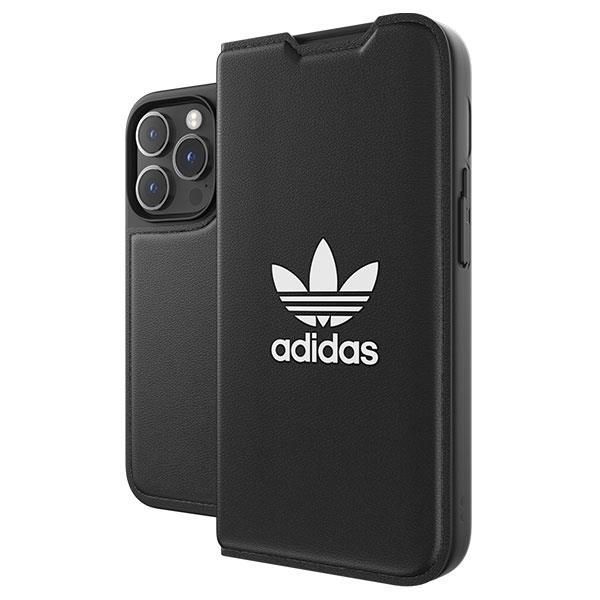 Back panel cover Adidas Adidas OR Booklet Case BASIC iPhone 14 Pro 6.1" black/black white 50182