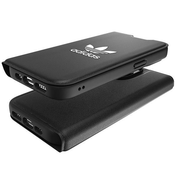Back panel cover Adidas Adidas OR Booklet Case BASIC iPhone 14 Pro 6.1" black/black white 50182