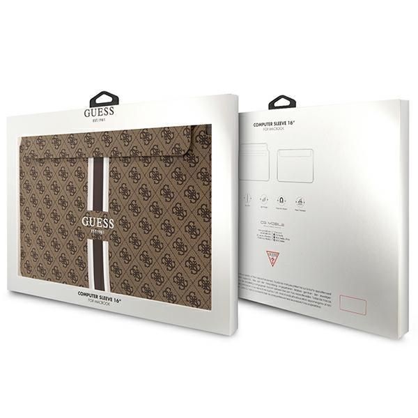 Tagakaaned Guess Guess 4G Printed Stripes cover for a 16" laptop - brown