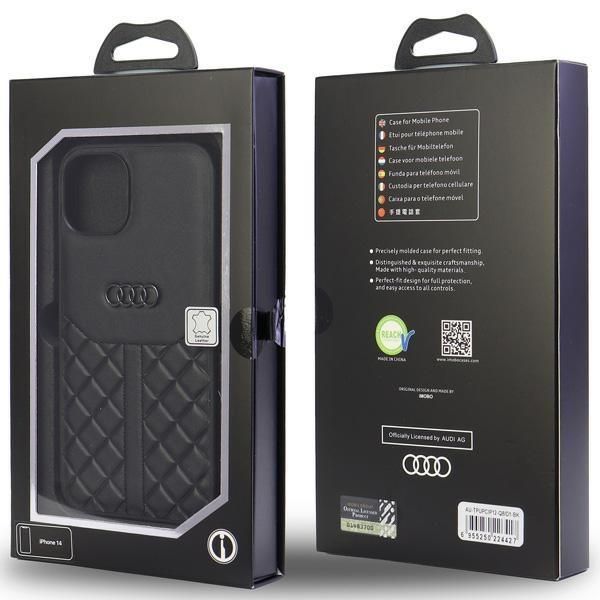 Tagakaaned Audi Audi Genuine Leather iPhone 12/12 Pro 6.1" black/black hardcase AU-TPUPCIP12P-Q8/D1-BK
