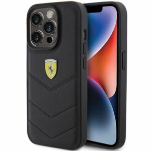 Nugarėlės dėklai Ferrari  Ferrari Quilted Metal Logo case for iPhone 15 Pro - black 