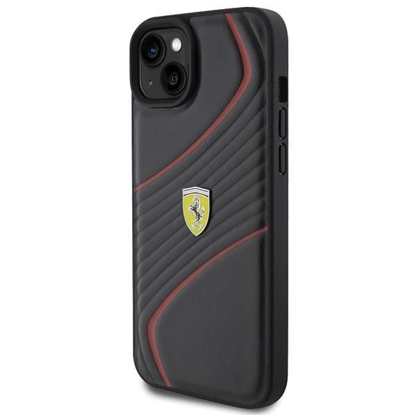 Back panel cover Ferrari Ferrari Twist Metal Logo case for iPhone 15 Plus - black