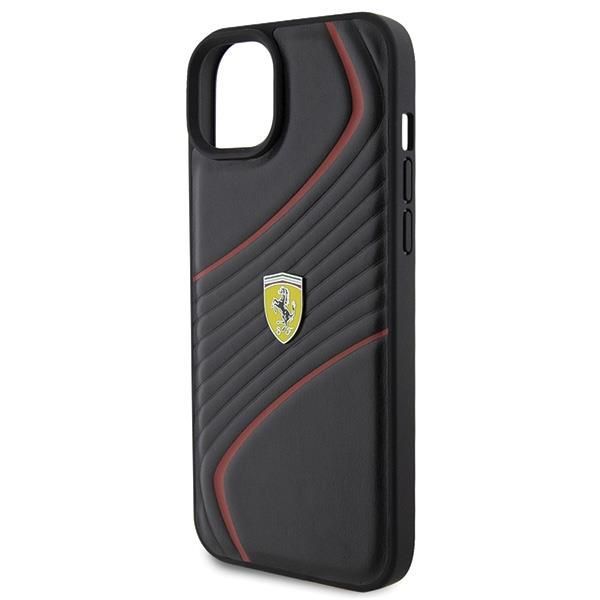 Back panel cover Ferrari Ferrari Twist Metal Logo case for iPhone 15 Plus - black