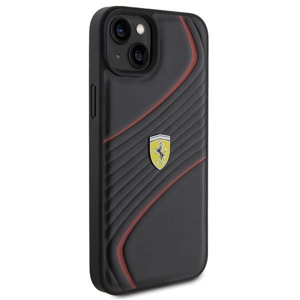 Back panel cover Ferrari Ferrari Twist Metal Logo case for iPhone 15 Plus - black