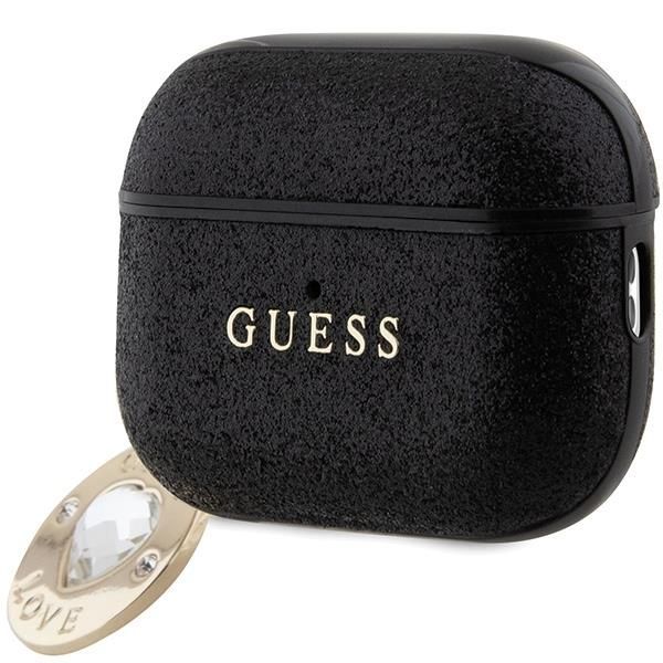 Back panel cover Guess Guess GUAP2PGEHCDK case for AirPods Pro 2 cover - black Fixed Glitter Heart Diamond Charm