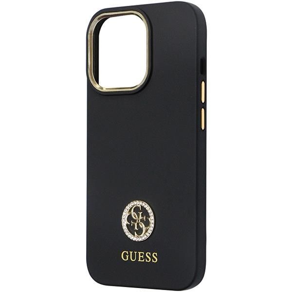 Tagakaaned Guess Guess GUHCP13LM4DGPK case for iPhone 13 Pro / 13 - black Silicone Logo Strass 4G