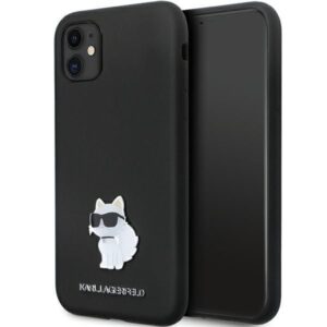 Aizmugurējais vāciņš Karl Lagerfeld  Karl Lagerfeld KLHCN61SMHCNPK case for iPhone 11 / Xr - black Silicone C Metal Pin 