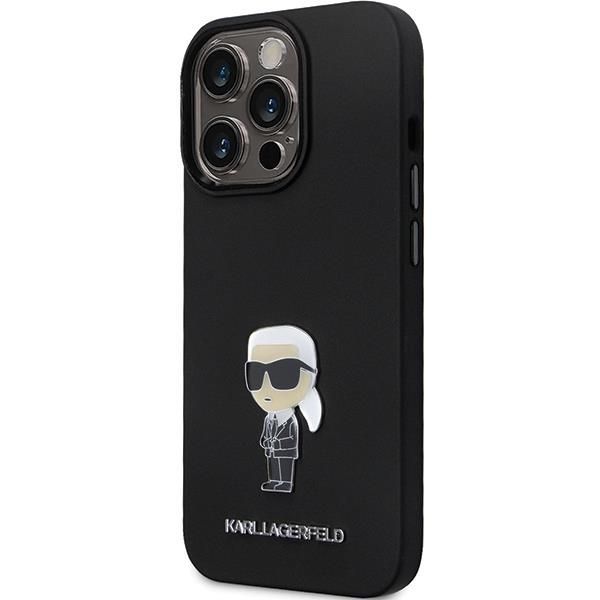Tagakaaned Karl Lagerfeld Karl Lagerfeld KLHCP14LSMHKNPK case for iPhone 14 Pro - black Silicone Ikonik Metal Pin