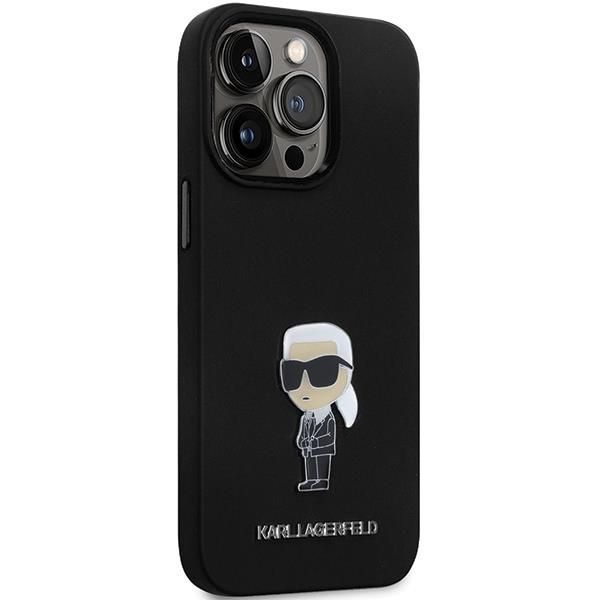 Tagakaaned Karl Lagerfeld Karl Lagerfeld KLHCP14LSMHKNPK case for iPhone 14 Pro - black Silicone Ikonik Metal Pin