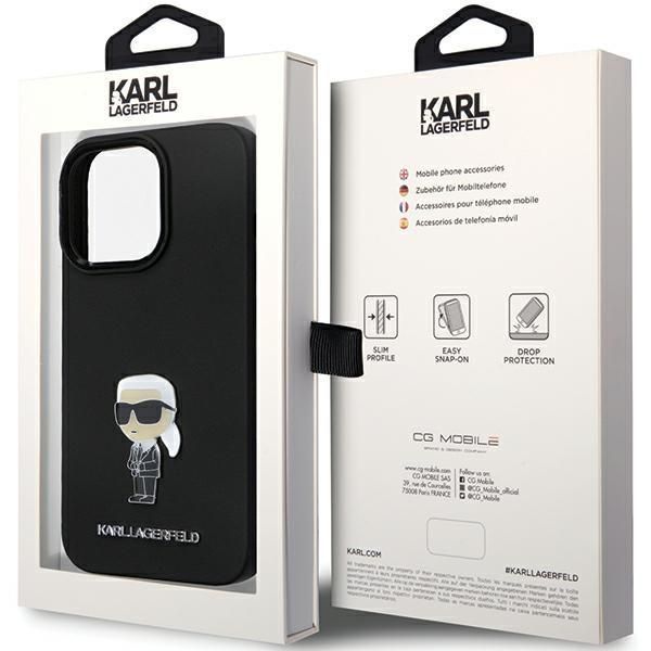 Tagakaaned Karl Lagerfeld Karl Lagerfeld KLHCP14LSMHKNPK case for iPhone 14 Pro - black Silicone Ikonik Metal Pin
