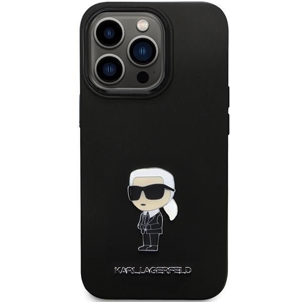 Tagakaaned Karl Lagerfeld Karl Lagerfeld KLHCP14LSMHKNPK case for iPhone 14 Pro - black Silicone Ikonik Metal Pin