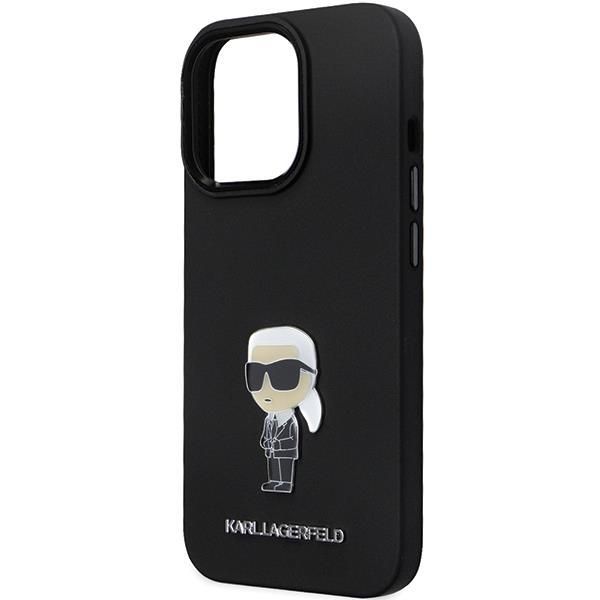 Tagakaaned Karl Lagerfeld Karl Lagerfeld KLHCP14LSMHKNPK case for iPhone 14 Pro - black Silicone Ikonik Metal Pin