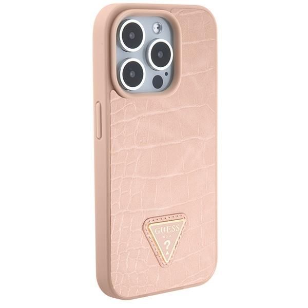 Tagakaaned Guess Guess GUHCP15XPCRTHCP iPhone 15 Pro Max pink/pink hardcase Croco Triangle Metal Logo