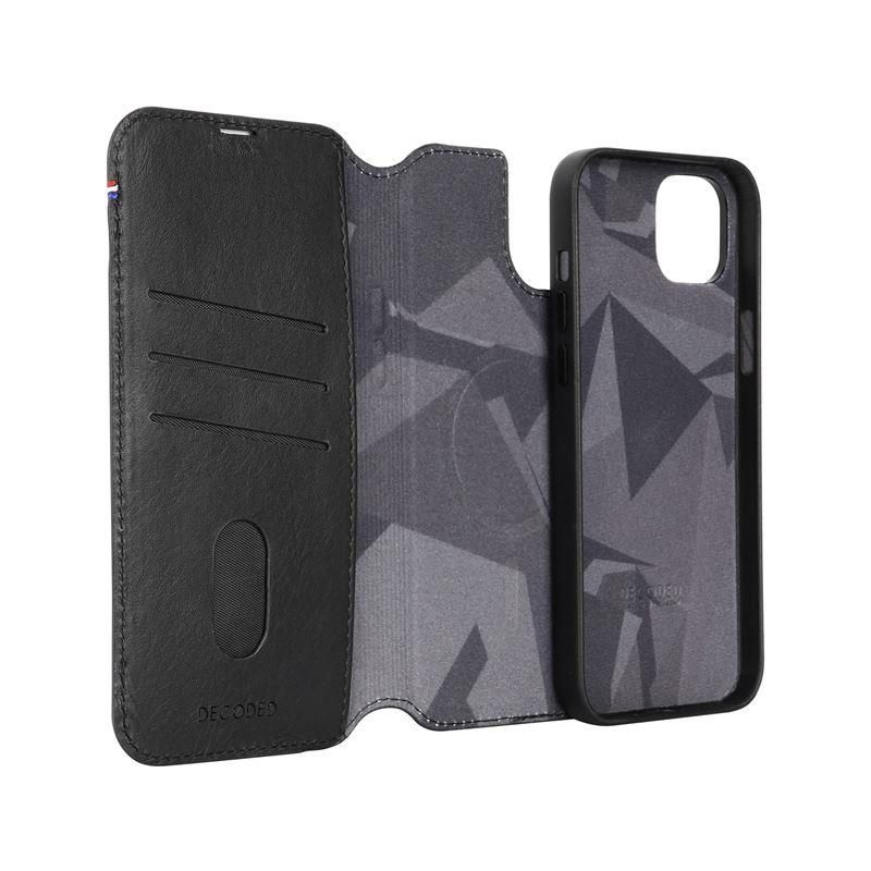 Back panel cover Decoded Decoded Detachable Wallet Case Leather with MagSafe for iPhone 15 Plus - Black